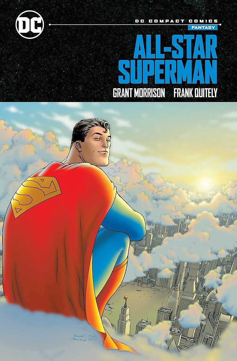 The Man of Steel looks towards a better tomorrow on Frank Quitely's cover to All-Star Superman Vol. 1 #1 "...Faster..." (2006), DC Compact Edition
