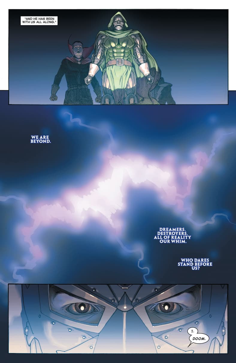 Dr. Doom defies the Beyonders in Secret Wars Vol. 1 #1 "The End Times" (2015), Marvel Comics