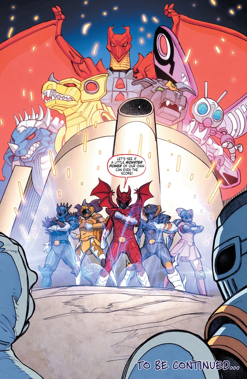 The Rangers tap into Kaiju power in Godzilla vs. The Mighty Morphin Power Rangers II #3 (2024), BOOM! Studios. Words by Cullen Bunn, art by Baldemar Rivas, Andrew Dalhouse, and Johanna Nattalie.