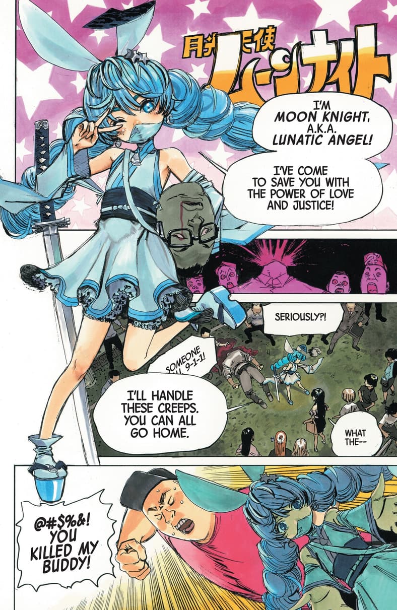 Moon Knight-chan arrives to protect the innocent in Phases of the Moon Knight Vol. 1 #3 (2024)