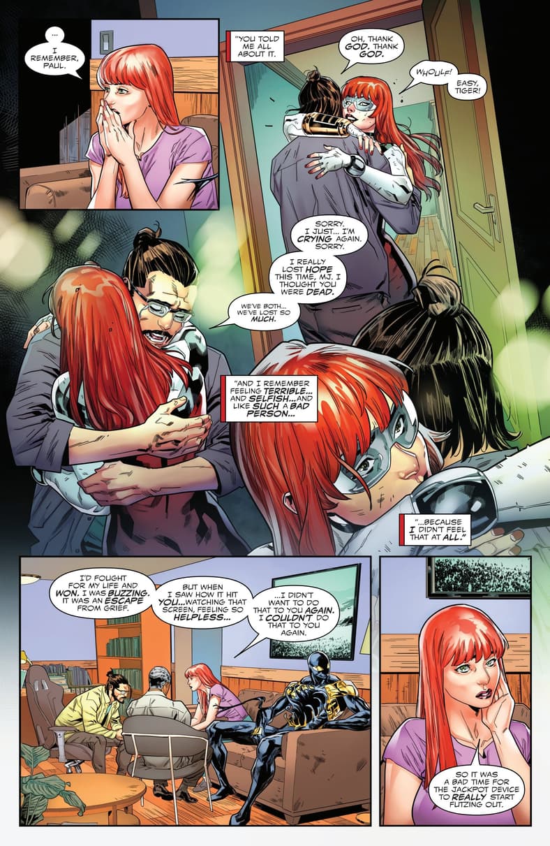 MJ feels a total emotional disconnect from Paul in All-New Venom Vol. 1 #6 (2025), Marvel Comics. Words by Al Ewing, art by Carlos Gómez, Frank D'armata, and Clayton Cowles.