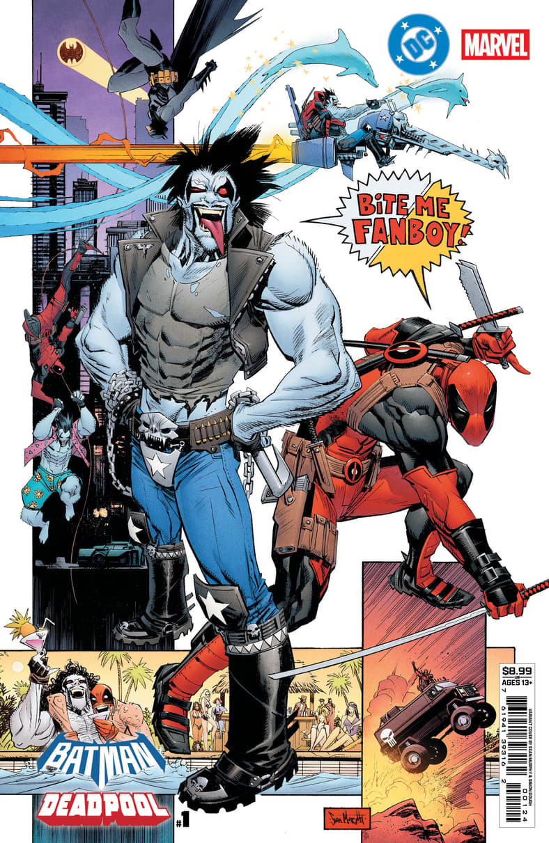 Lobo pays Deadpool no mind on Sean Murphy's variant cover to Batman/Deadpool Vol. 1 #1 (2025), DC/Marvel Comics