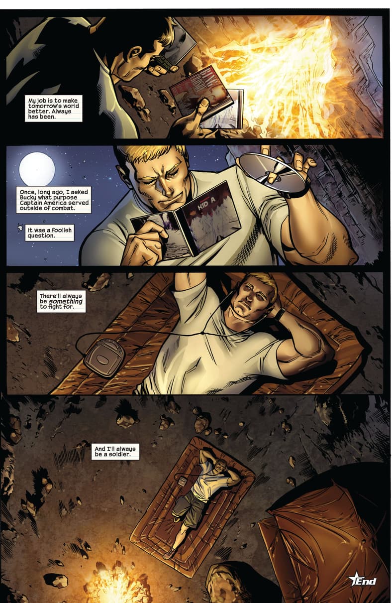 Steve Rogers makes peace with his new status quo in Captain America: Man Out of Time Vol. 1 #5 (2010), Marvel Comics. Words by Mark Waid, art by Jorge Molina, Karl Kesel, Frank D'Armata, and Joe Sabino.