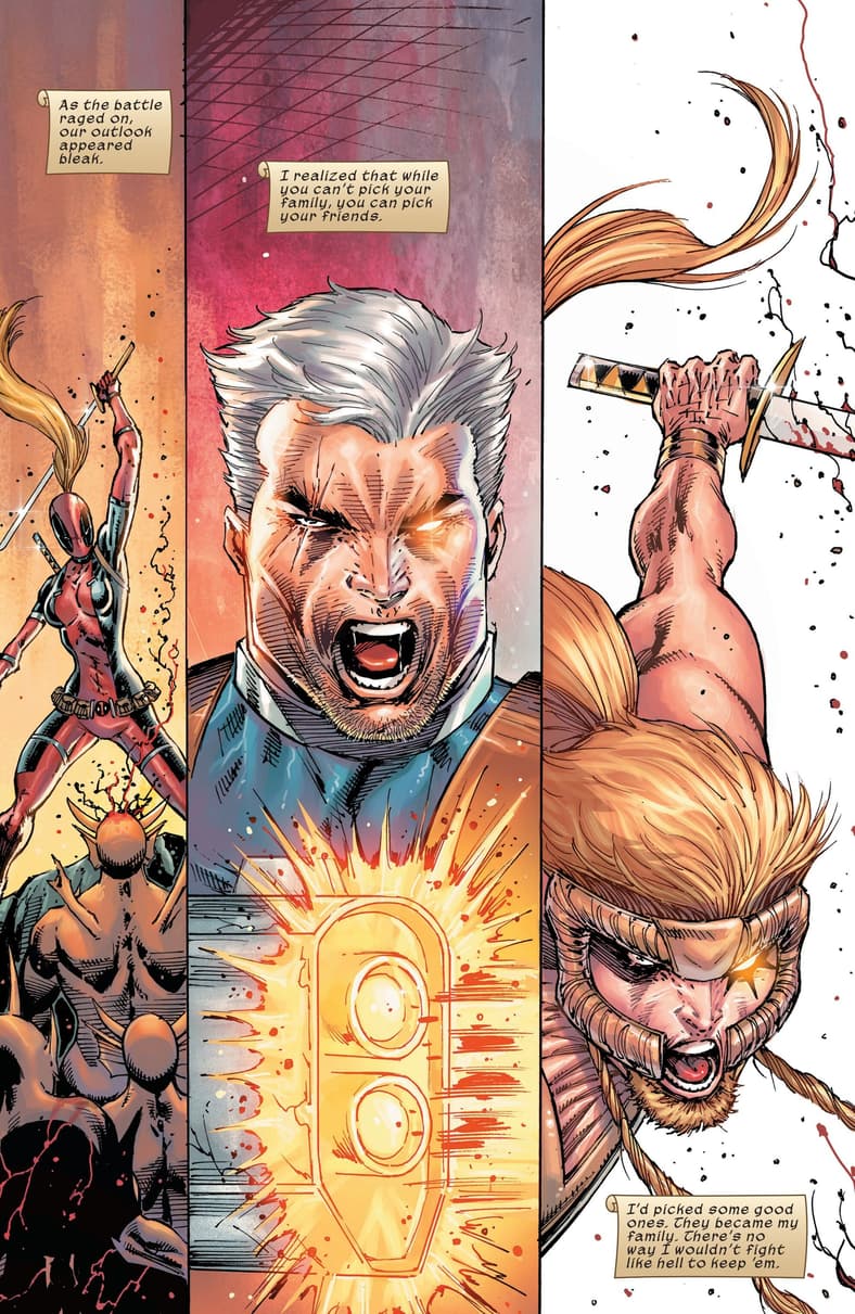 Deadpool reflects on the friends he's found along the way in Deadpool Team-Up Vol. 3 #5 (2025), Marvel Comics. Words by Rob Liefeld, art by Rob Liefeld, Juan Manuel Rodriguez, and Joe Sabino.