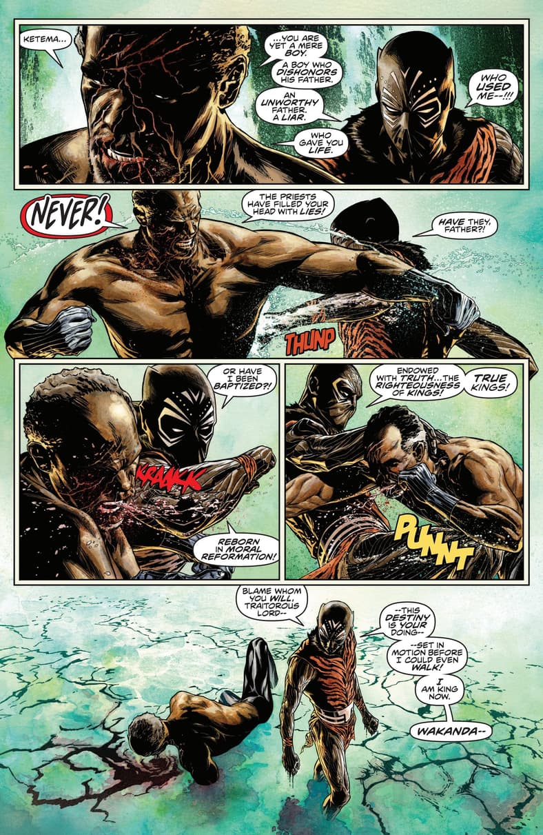 ccccccKetema puts a decisive end to his father's reign in Marvel Knights: The World To Come Vol. 1 #1 (2025), Marvel Comics. Words by Joe Quesada and Christopher Priest, art by Joe Quesada and Richard Isanove.