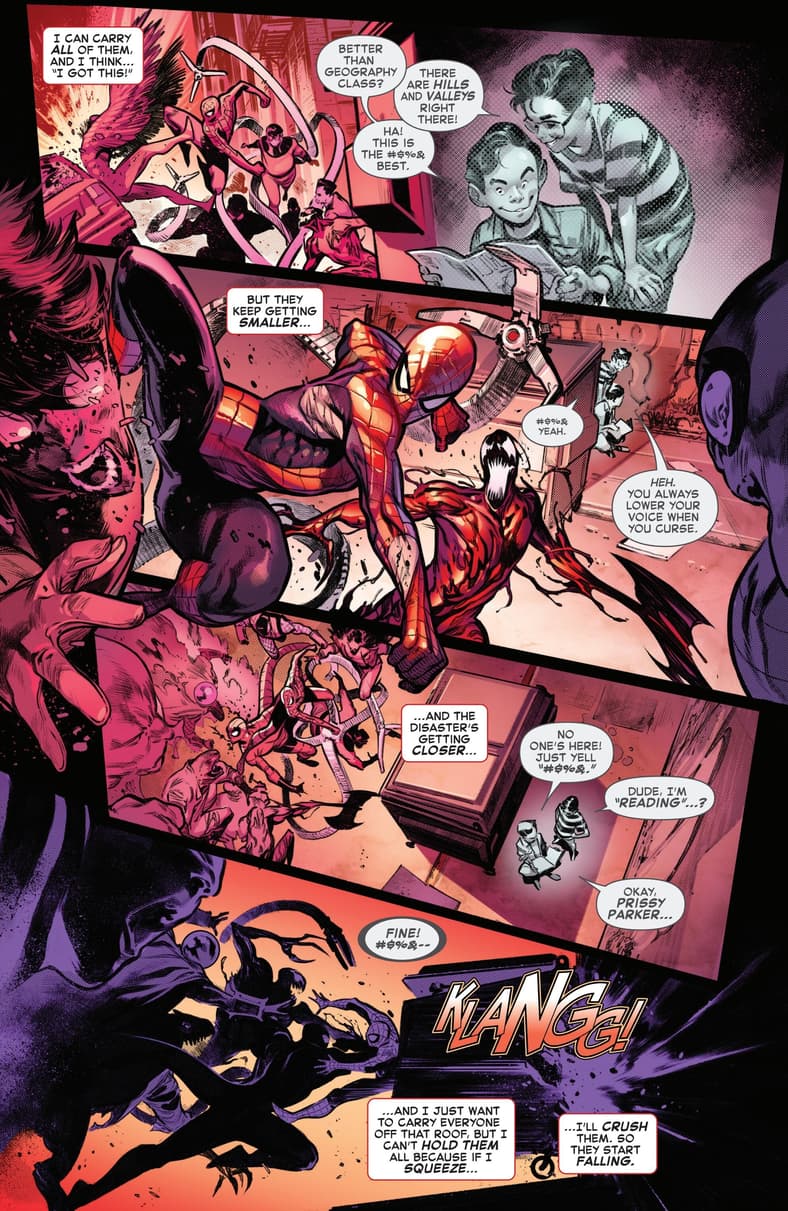 Peter Parker believes he's under attack from his Rogues Gallery in Amazing Spider-Man Vol. 7 #2 (2025), Marvel Comics. Words by Joe Kelly, art by Pepe Larraz and Marte Gracia.