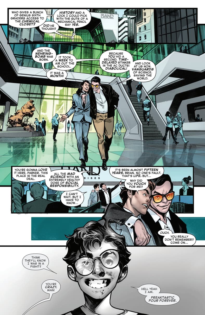 Peter and Brian catch up in Amazing Spider-Man Vol. 7 #1 (2025), Marvel Comics. Words by Joe Kelly, art by Pepe Larraz and Marte Gracia.