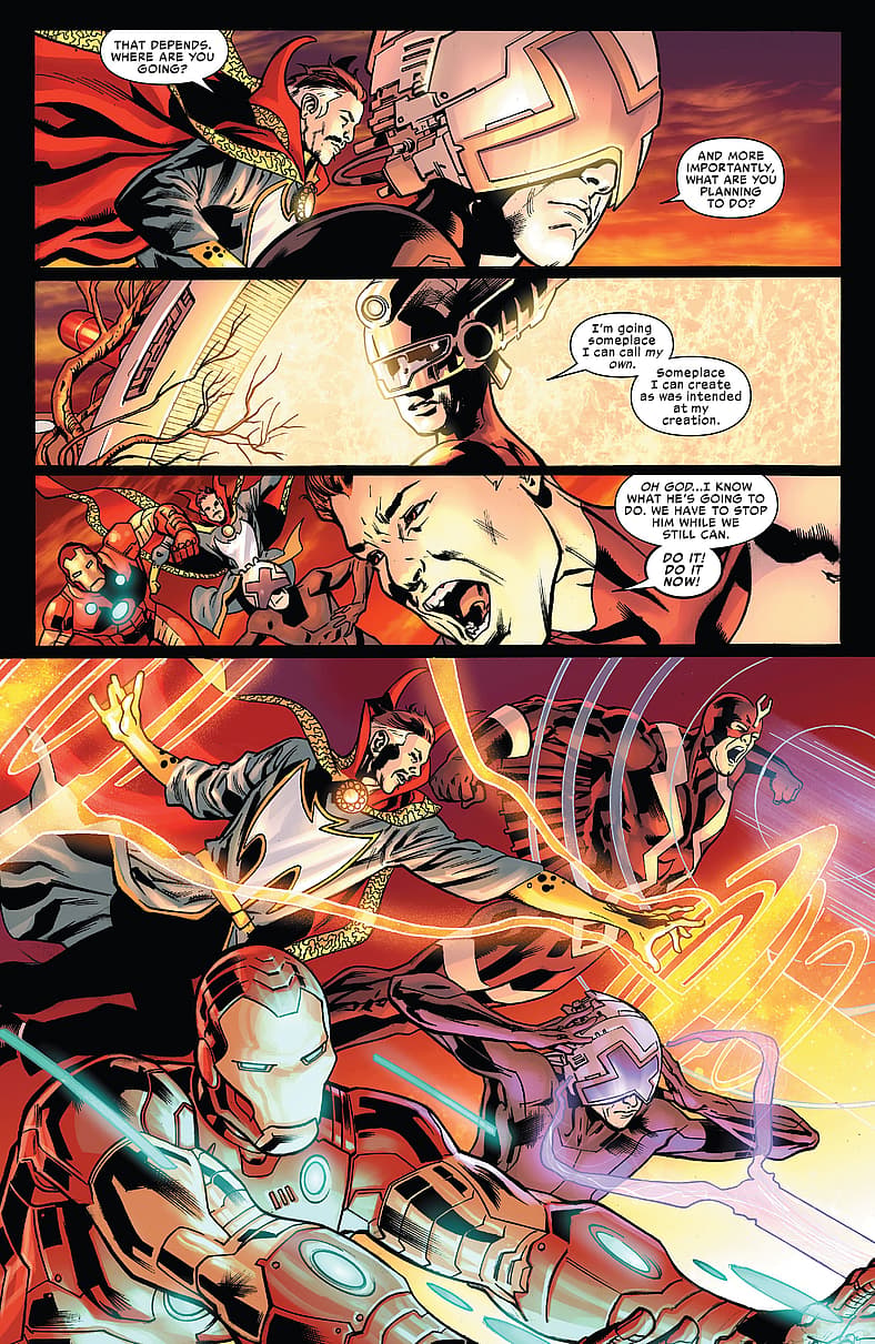 Illuminati confronts The Maker in Ultimate Invasion Vol. 1 #1 "Chapter One: Good Artists Copy"