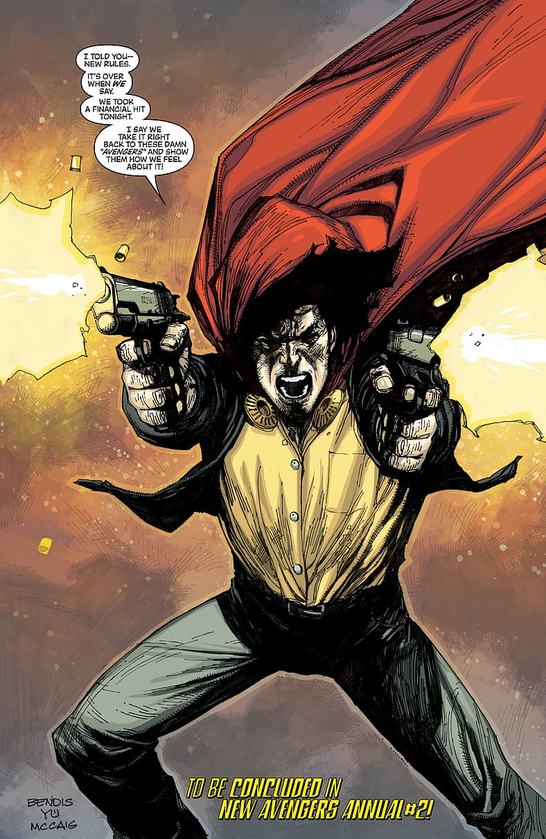 The Hood confronts The Avengers in New Avengers Vol. 1 #37 "The Trust (Part 6)" (2007), Marvel