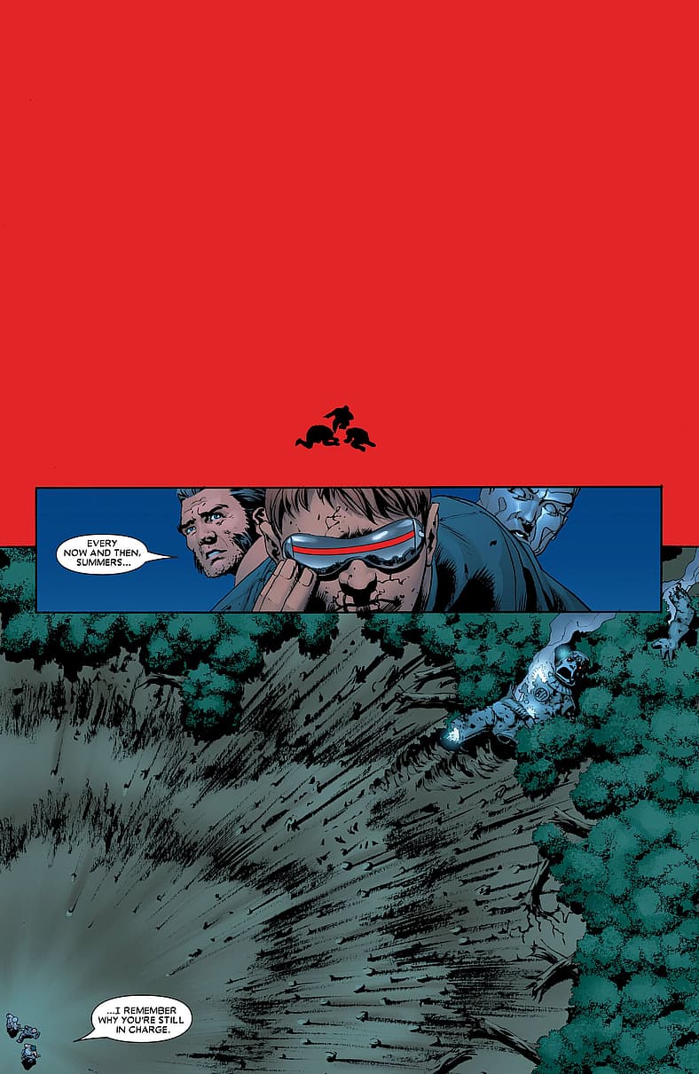 Cyclops lets loose against a Sentinel in Astonishing X-Men Vol. 3 #8 "Dangerous (Part 2)" (2004)