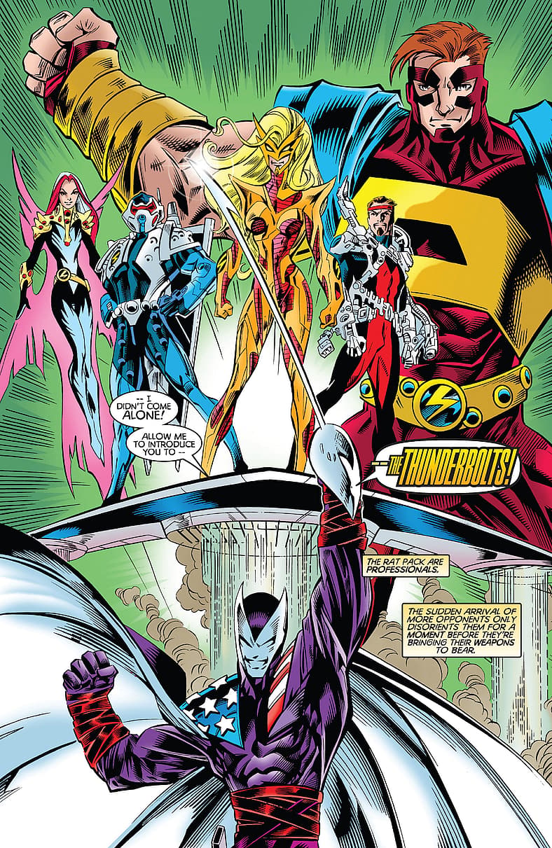 Thunderbolts public debut in Thunderbolts Vol. 1 #1 "Justice... Like Lightning!" (1997), Marvel