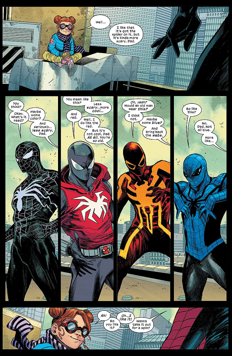 Peter Parker seeks costume advice from Mayday in Ultimate Spider-Man Vol. 1 #3 (2024), Marvel Comics