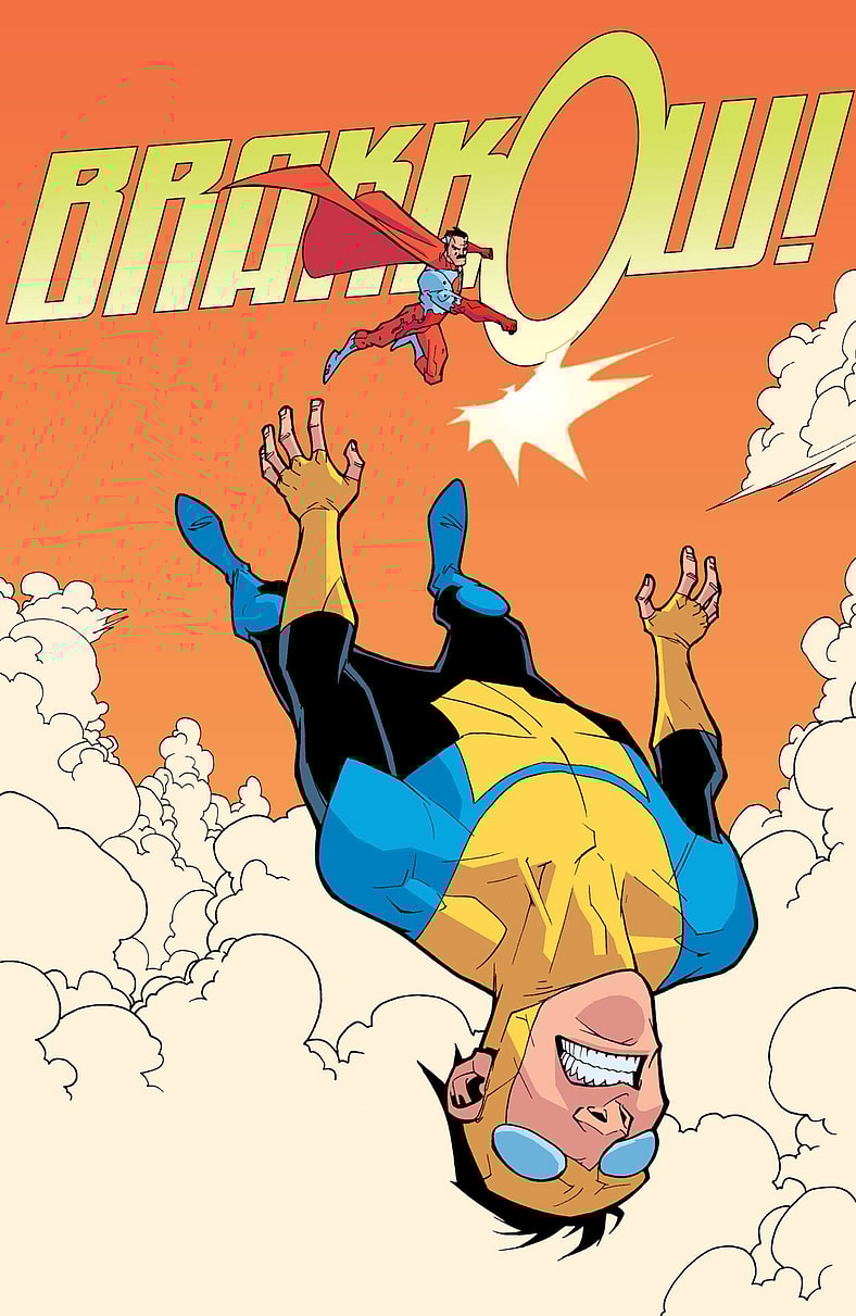 Omni-Man tries to knock some Viltrumite pride into Mark in Invincible Vol. 1 #12 "Perfect Strangers, Part 4" (2004), Image Comics. Words by Robert Kirkman, art by Ryan Ottley and Michael Crabtree.