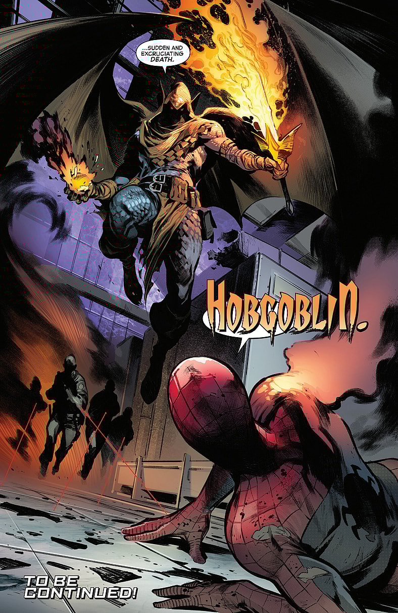 Hobgoblin reveals himself to his web-slinging nemesis in Amazing Spider-Man Vol. 7 #3 (2025), Marvel Comics. Words by Joe Kelly, art by Pepe Larraz and Marte Gracia.