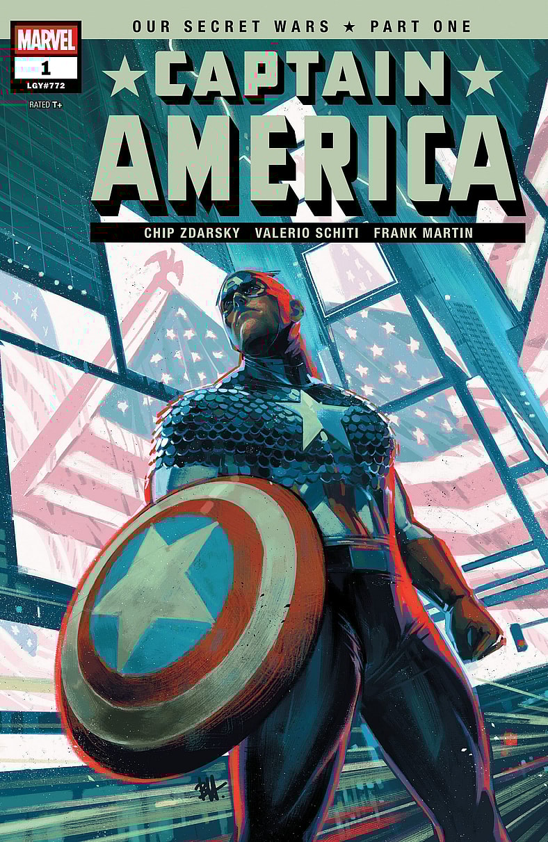 Steve Rogers stands tall on Ben Harvey's cover to Captain America Vol. 12 #1 (2025), Marvel Comics