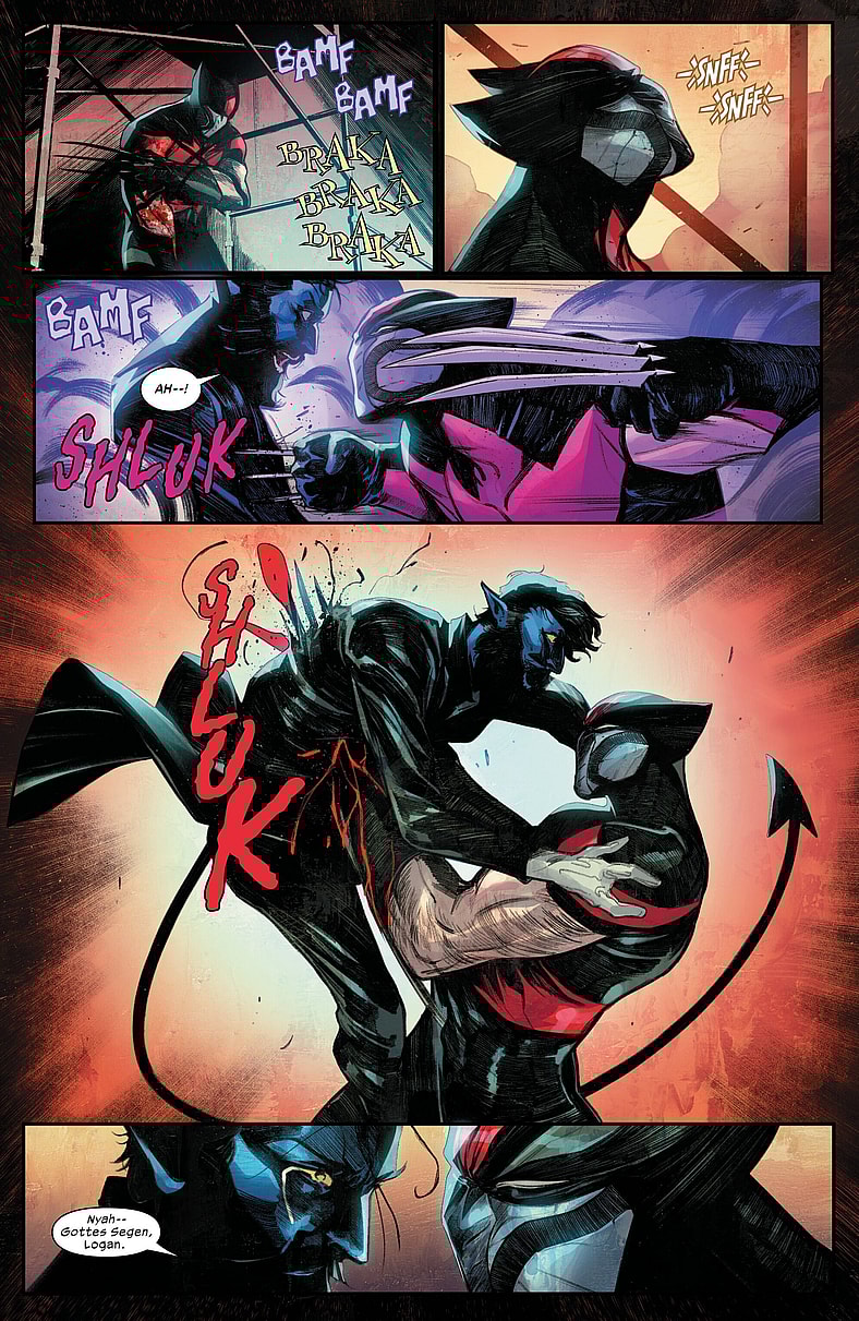 The Winter Soldier guts Father Wagner in Ultimate Wolverine Vol. 1 #7 (2025), Marvel Comics. Words by Chris Condon, art by Alessandro Cappuccio, Bryan Valenza, and Cory Petit.