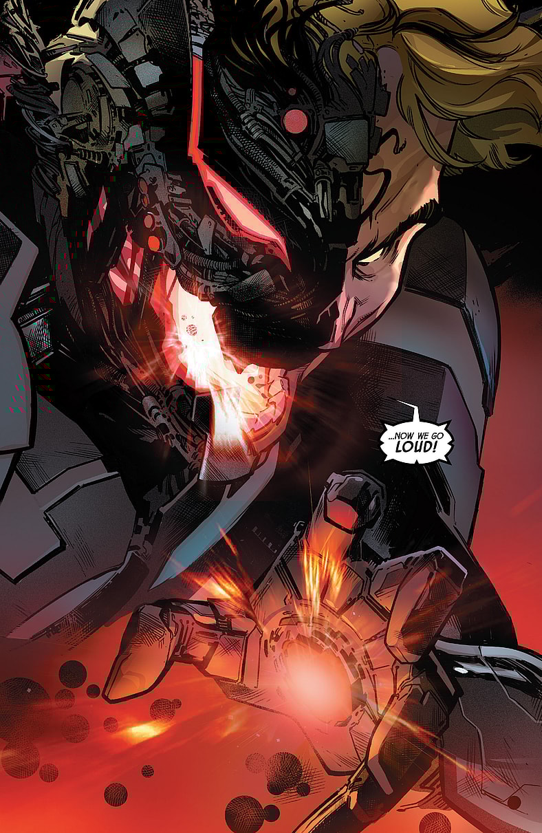 Ultron reveals himself as having taken over Hank Pym in Uncanny Avengers Vol. 3 #10 "Who Are You Wearing?" (2016), Marvel Comics. Words by Gerry Duggan, art by Pepe Larraz, David Curiel, and Clayton Cowles.