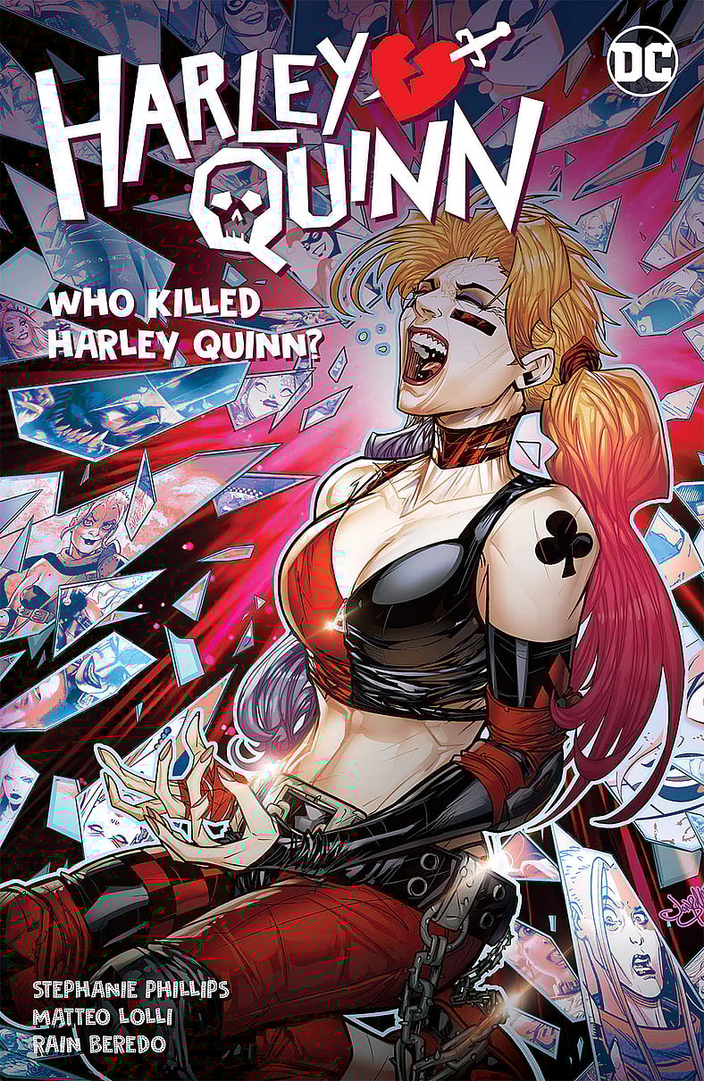 Harley Quinn screams in anger while restrained with chains on Jonboy Meyers' cover to Harley Quinn Vol.5 "Who Killed Harley Quinn?" (2024), DC Comics