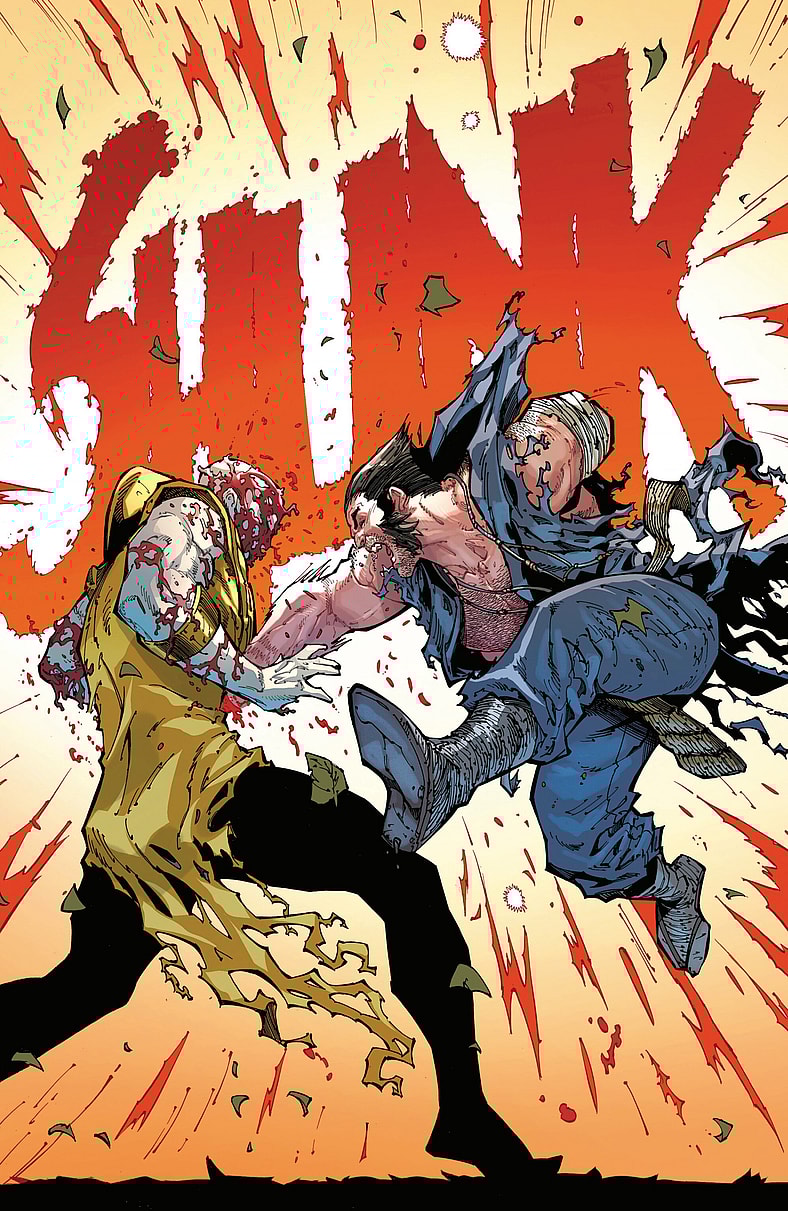 Wolverine drives his adamantium claws through Doug Ramsey in X-Men: Age of Revelation Finale Vol. 1 #1 (2025), Marvel Comics. Words by Jed MacKay, art by Ryan Stegman, Netho Diaz, JP Mayter, Marcio Menyz, and Clayton Cowles.