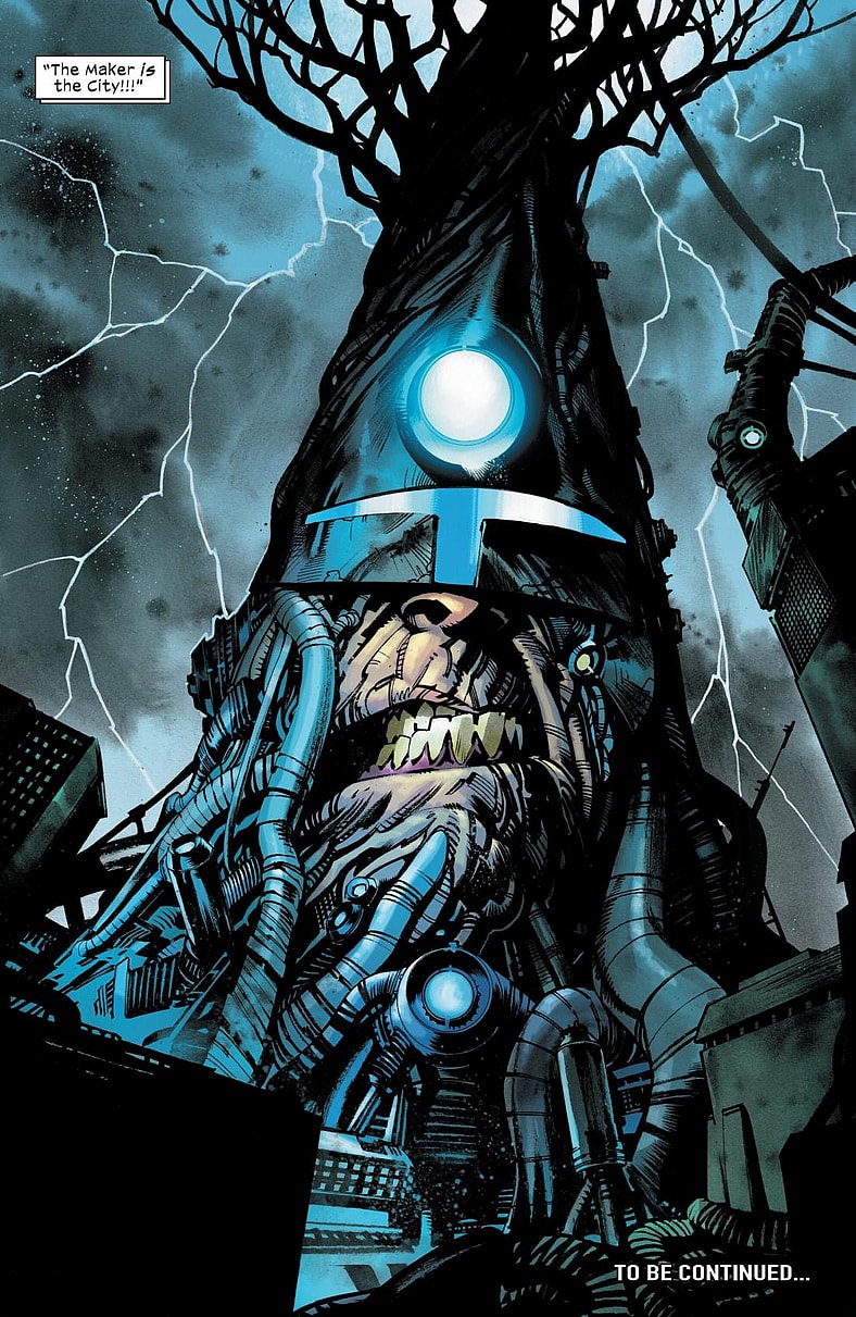 The Maker finally returns to Earth-6160 Ultimate Endgame Vol. 1 #1 (2025), Marvel Comics. Words by Deniz Camp, art by Jonas Scharf, Terry Dodson, Federico Blee, Edgar Delgado, and Cory Petit.