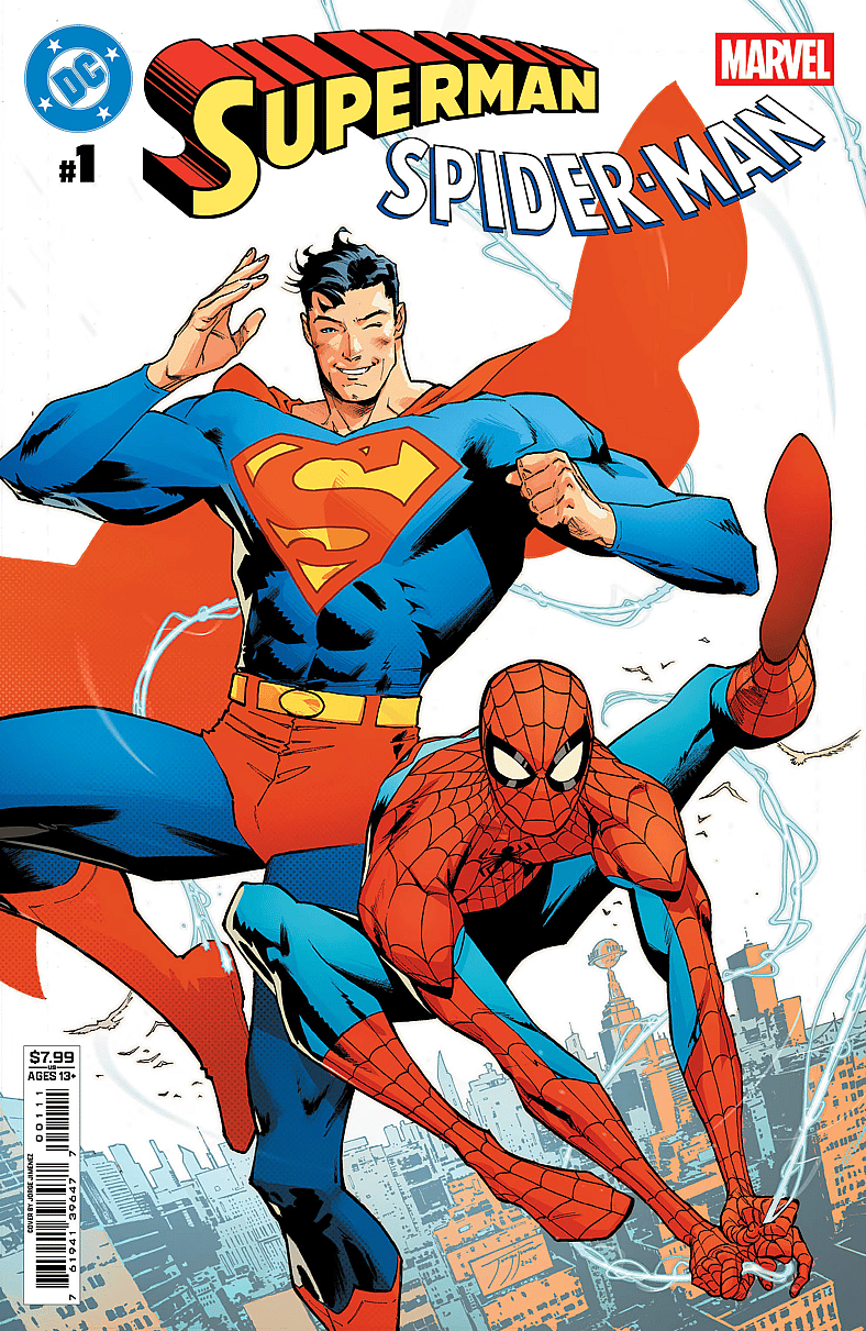 The Man of Steel reunites with the Wall-crawler on Dan Mora's standard cover to Spider-Man/Superman Vol. 1 #1 (2026), Marvel Comics/DC