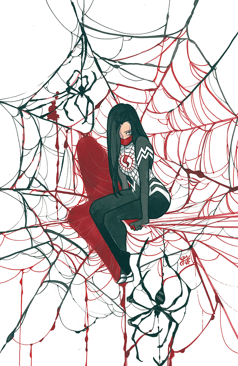 Silk on tangled web, Peach Momoko variant cover to Amazing Spider-Man Vol. 6 #6 (2022)