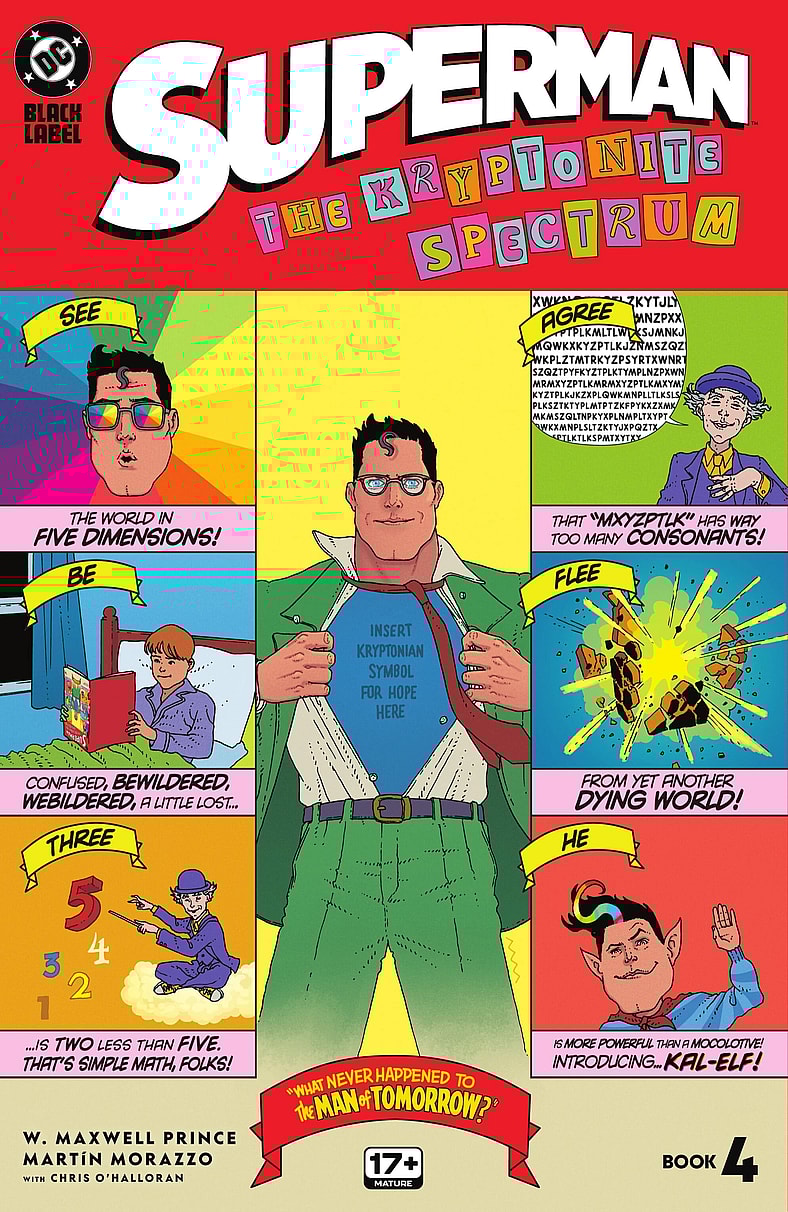 Kal-El finds his reality the plaything of the Fifth Dimension's Imp population on Martín Morazzo and Chris O'Halloran's cover to Superman: The Kryptonite Spectrum Vol. 1 #4 (2025), DC