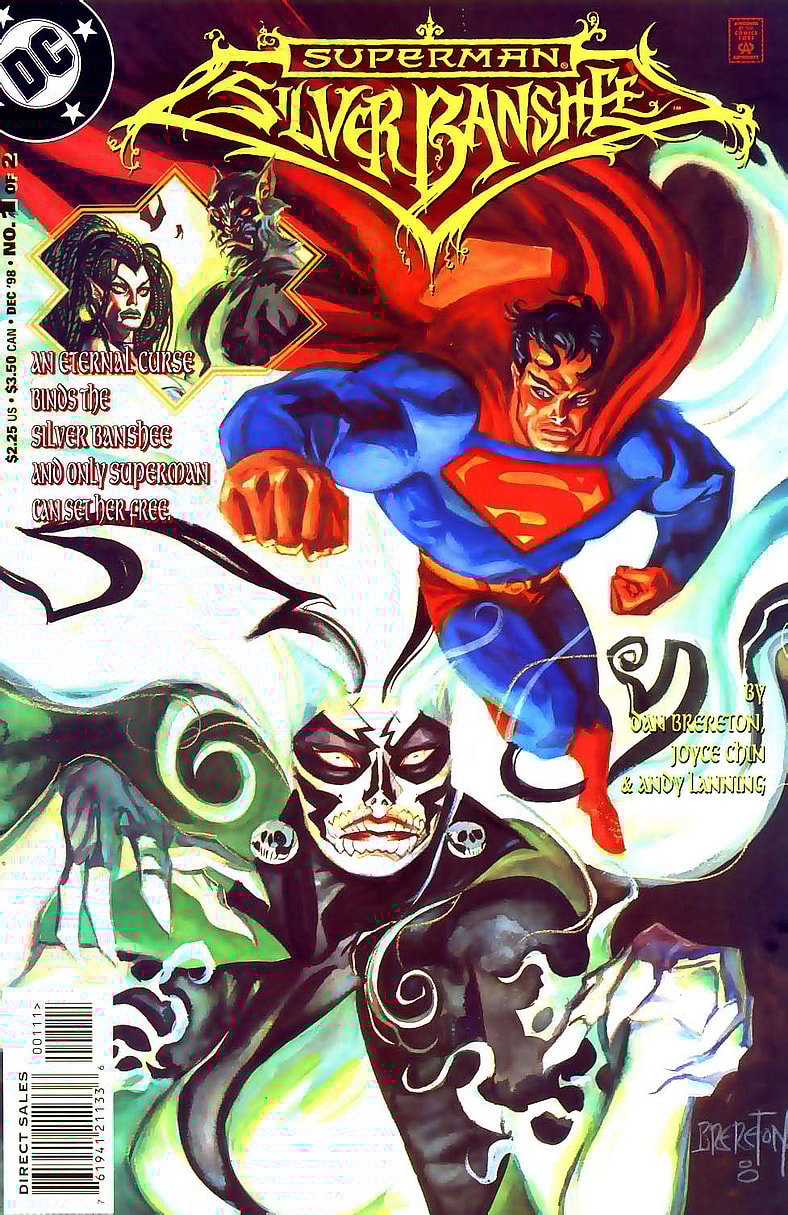 The Man of Steel confronts the villainous Silver Banshee on Dan Brereton's cover to Superman/Silver Banshee Vol.1 Issue #1 (1998), DC Comics