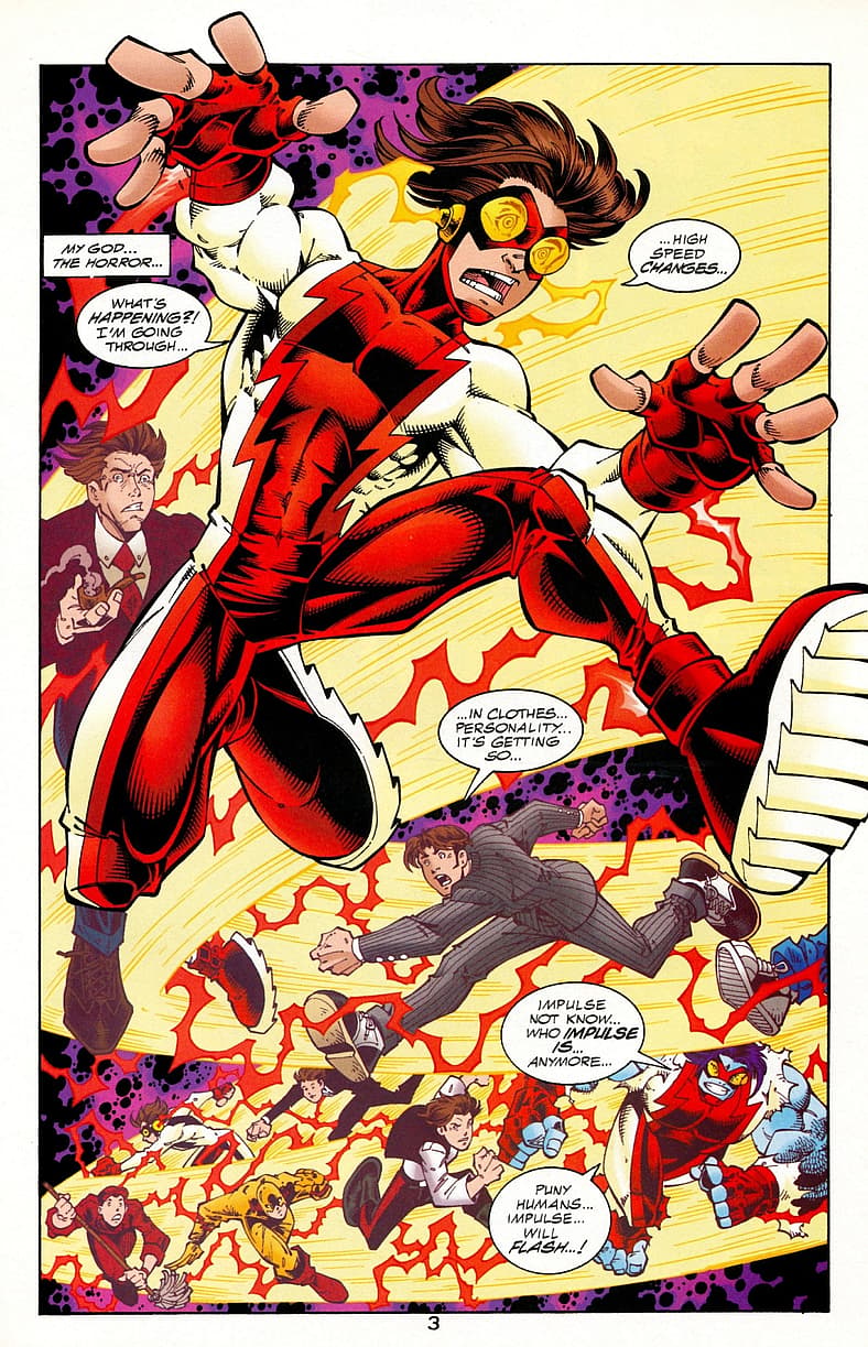 Impulse haunted by his fear of growing up in Young Justice Vol. 1 #1 (1998), DC