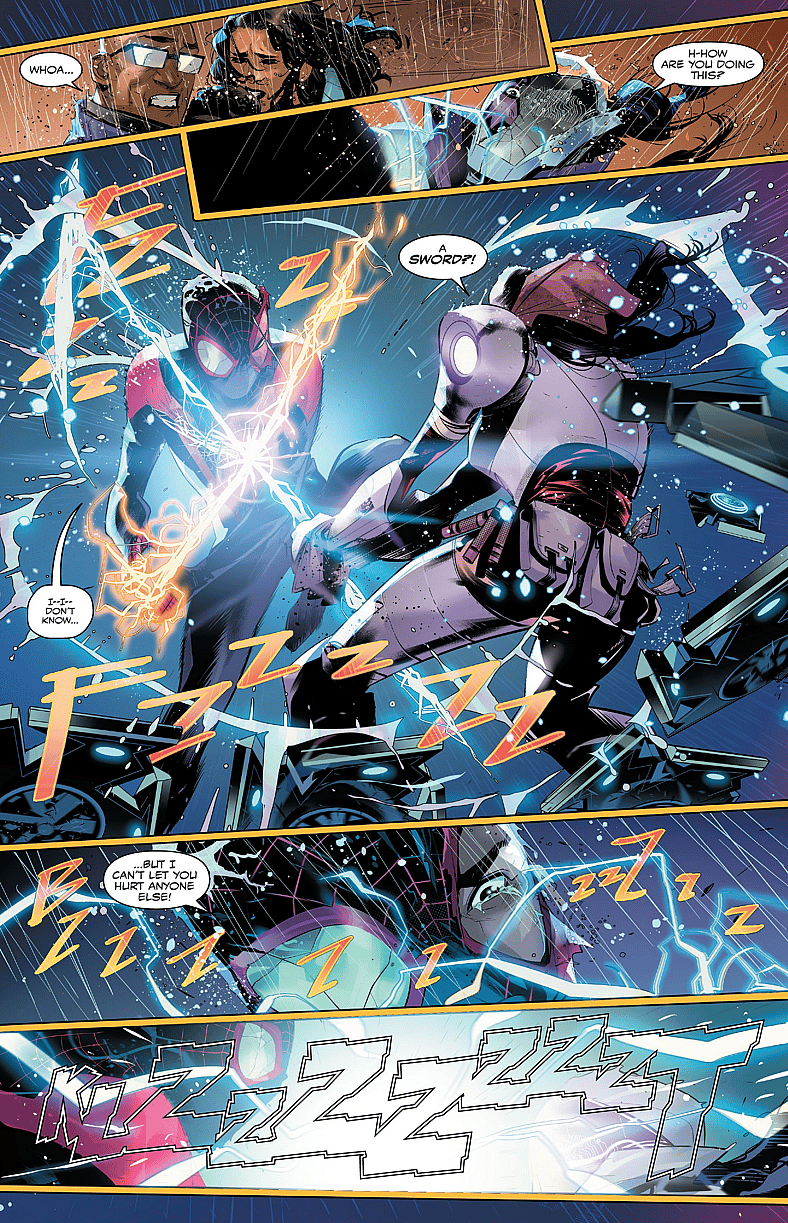 Miles Morales forms energy sword in Miles Morales: Spider-Man Vol. 2 #5 (2023), Marvel Comics