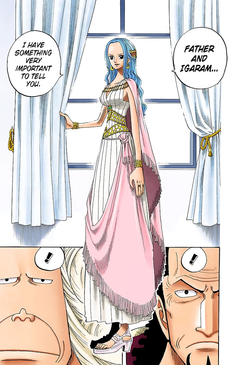 Vivi prepares to reveal the truth about her travels in One Piece Chapter 215 (2002), Shueisha