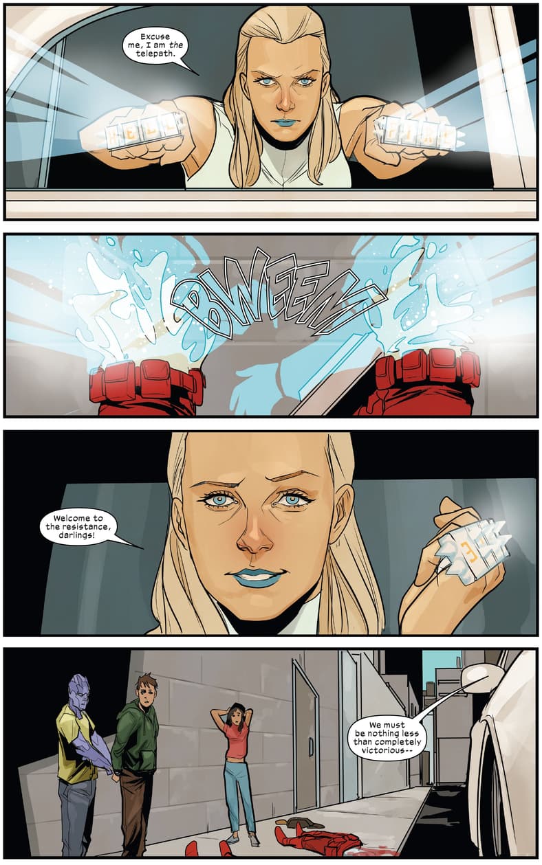 Emma Frost explodes two Orchis troopers in X-Men Vol. 6 #32 "From Emma With Love" (2024), Marvel