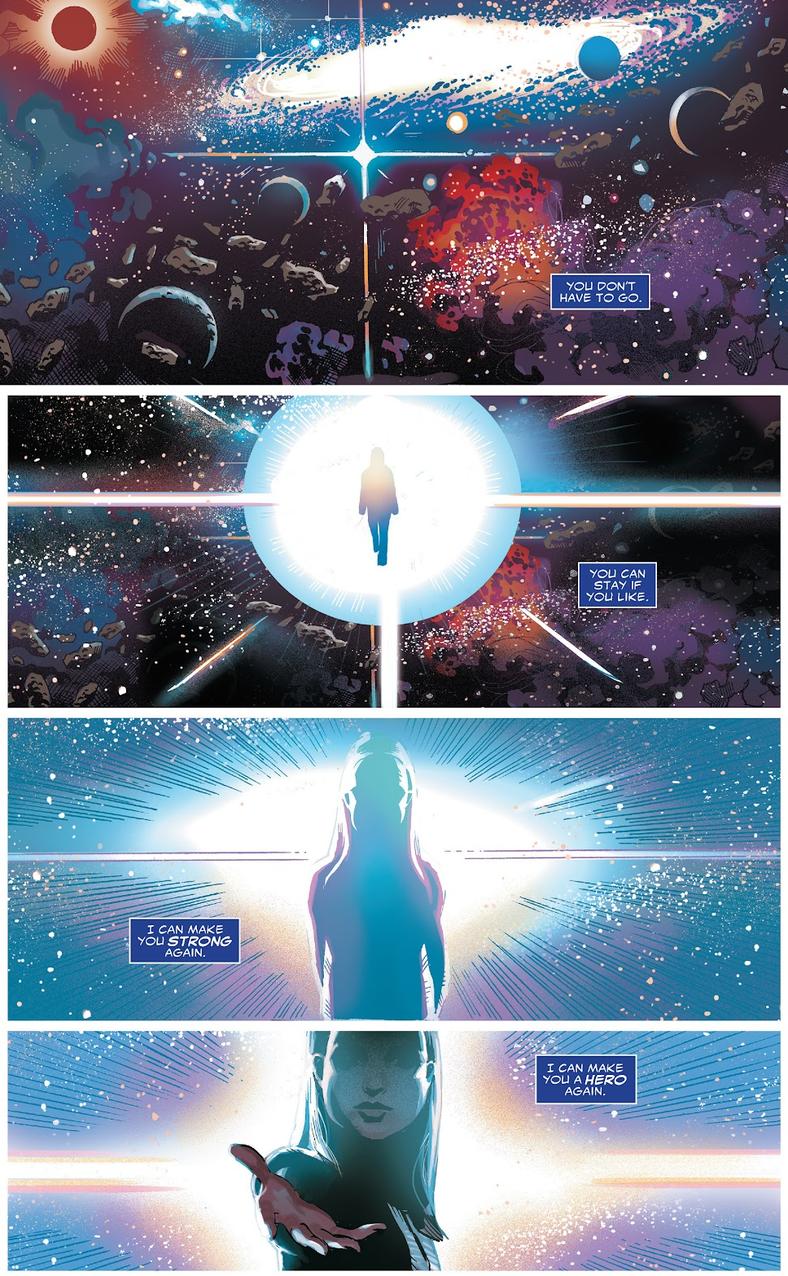 Kobik rewrites Steve Rogers' reality in Captain America: Sam Wilson Vol. 7 #2 (2016), Marvel Comics. Words by Nick Spoencer, art by Ángel Unzueta, Daniel Acuña, Matt Yackey, and Joe Caramagna.