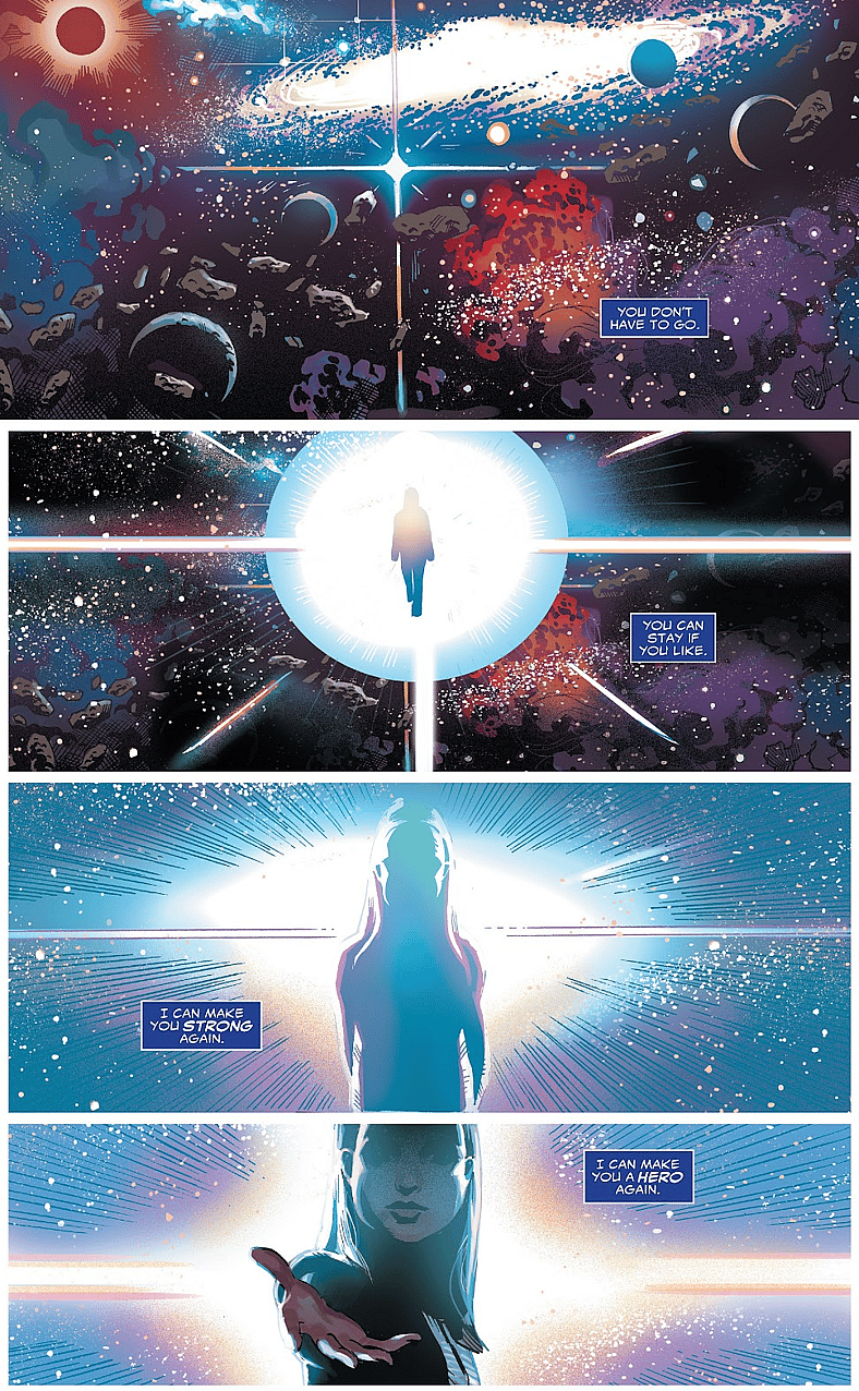 Kobik rewrites Steve Rogers' reality in Captain America: Sam Wilson Vol. 7 #2 (2016), Marvel Comics. Words by Nick Spoencer, art by Ángel Unzueta, Daniel Acuña, Matt Yackey, and Joe Caramagna.