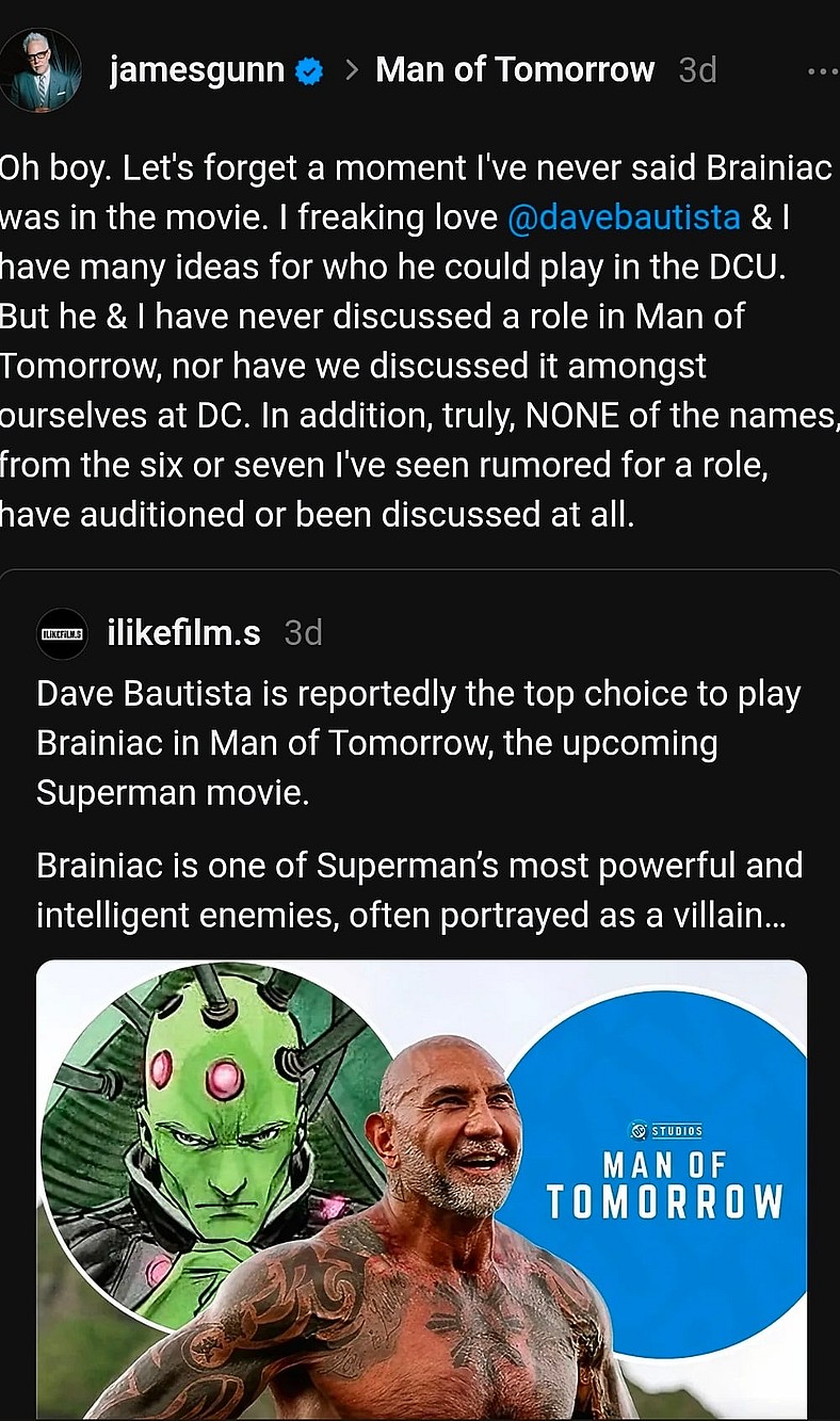 James Gunn debunks casting news on Threads