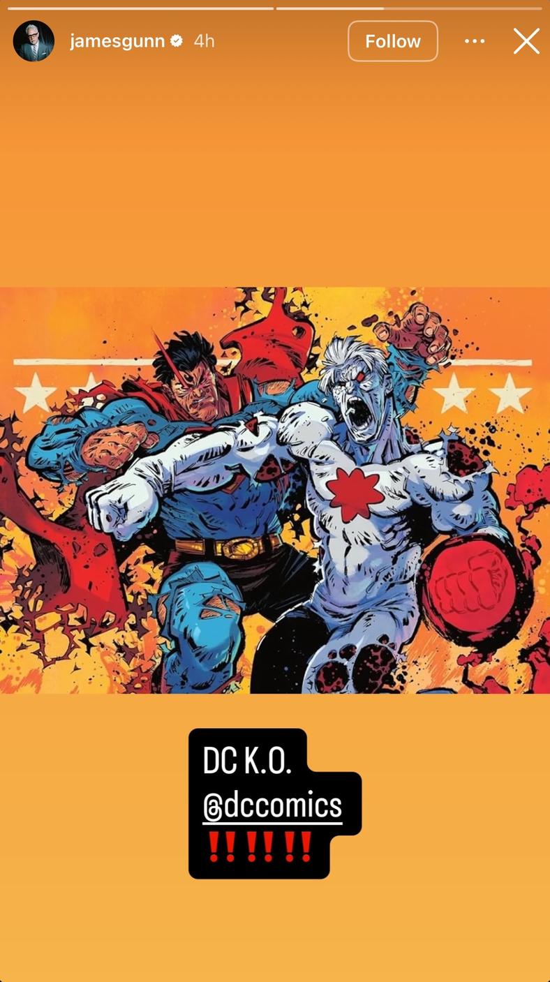 James Gunn gives some Instagram love to Jorge Corona and Sarah Stern's cover to DC K.O.: Superman vs. Captain Atom Vol. 1 #1 (2025), DC