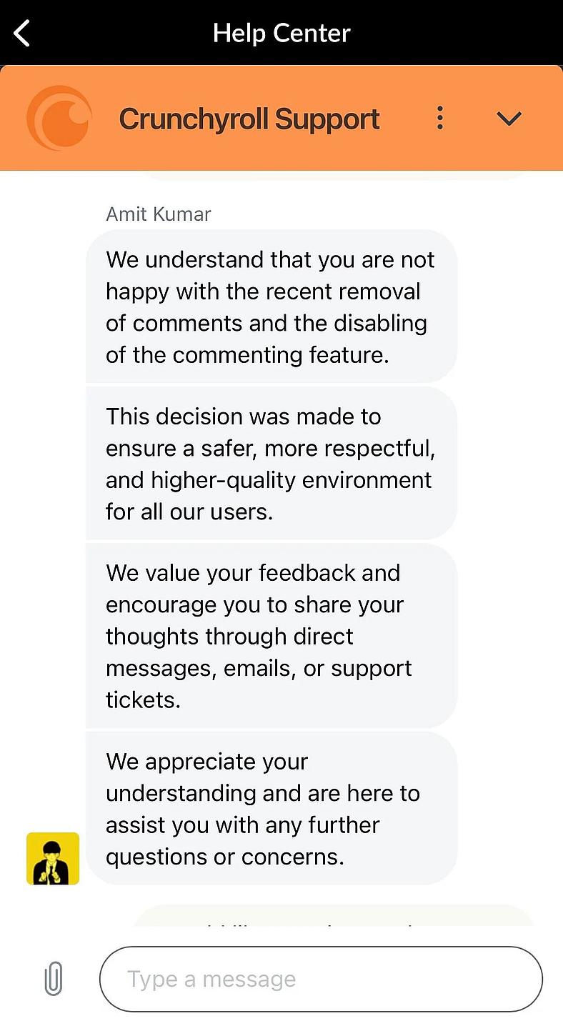 Crunchyroll support team member confirms site's removal of user-generated content via /u/Taoutes