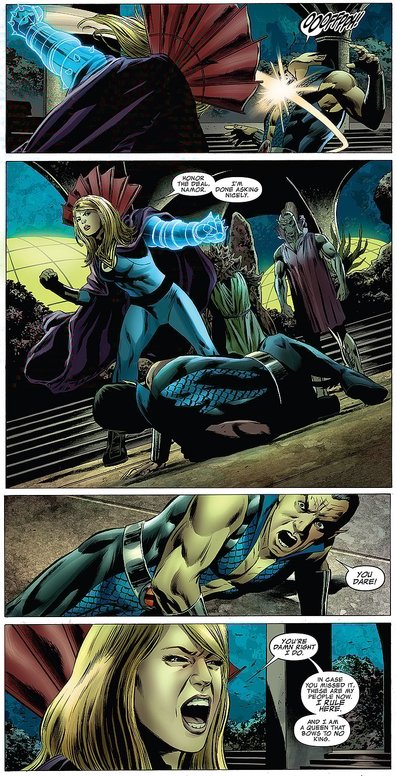 The Invisible Woman refuses to let Namor's ego delay Atlantis' reunification in  Fantastic Four Vol. 1 #600 "Forever" (2011), Marvel Comics. WOrds by Jonathan Hickman, art by Steve Epting, Rick Magyar, Paul Mounts, and Clayton Cowles.