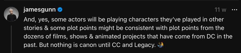 James Gunn explains some actors reprise DCU roles with consistent elements but nothing canon until