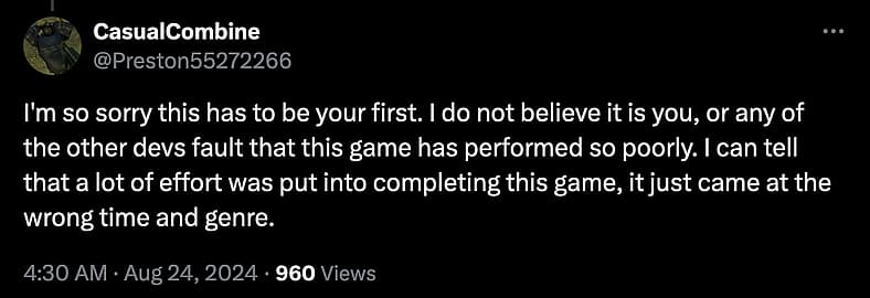 'Concord' view model animator Xander Farrells insults the game's critics.