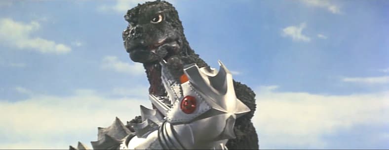 Godzilla figures out Mechagodzilla's head is a twist-off in Terror of Mechagodzilla (1975), Toho