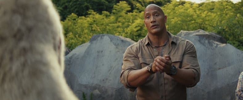 Davis Okoye (Dwayne Johnson) thanks George the gorilla in Rampage (2018), Warner Bros. Pictures