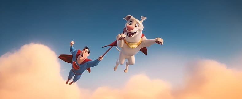 Krypto dwayne johnson and superman john krasinski go for an early morning walk in dc league of