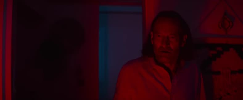 Troy Kotsur tries to remember the American Sign for "scared stiff" in Primate (2026), Paramount Pictures