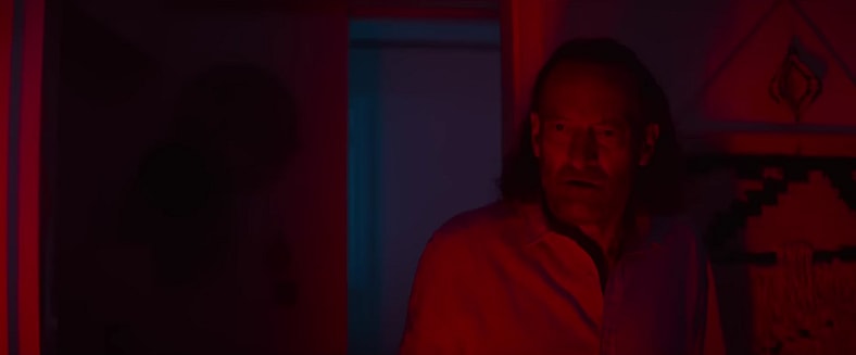 Troy Kotsur tries to remember the American Sign for "scared stiff" in Primate (2026), Paramount Pictures