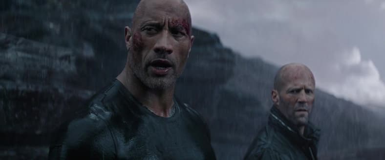 Lucas Hobbs (Dwayne Johnson) and Deckard Shaw (Jason Statham) stand victorious in Fast & Furious