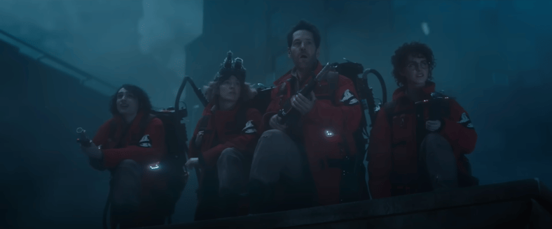 Finn Wolfhard, Carrie Coon, Paul Rudd and Mckenna Grace in Ghostbusters: Frozen Empire (2024), Sony