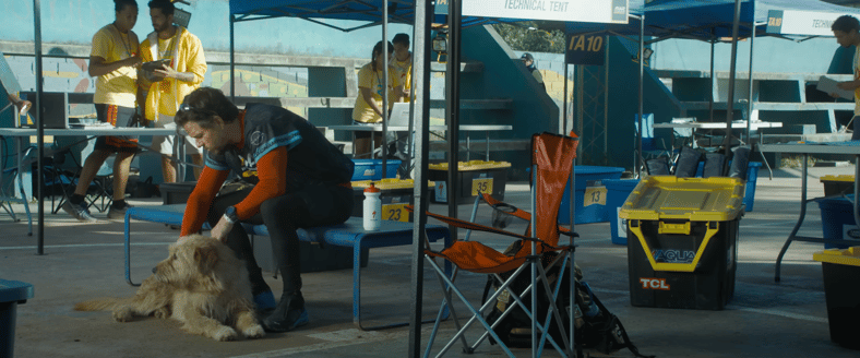 Ukai as Arthur and Mark Wahlberg as Michael Light in Arthur the King (2024), Lionsgate