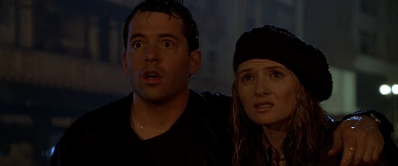 Dr. Tatopoulos and Audrey Timmons realize Zilla survived in Godzilla (1998), TriStar Pictures