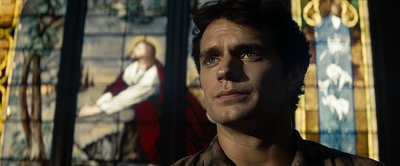 Clark Kent (Henry Cavill) seeks for guidance at church in Man of Steel (2013), Warner Bros. Pictures